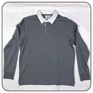 Longfellow &Co. Large Grey Long Sleeve Polo Shirt